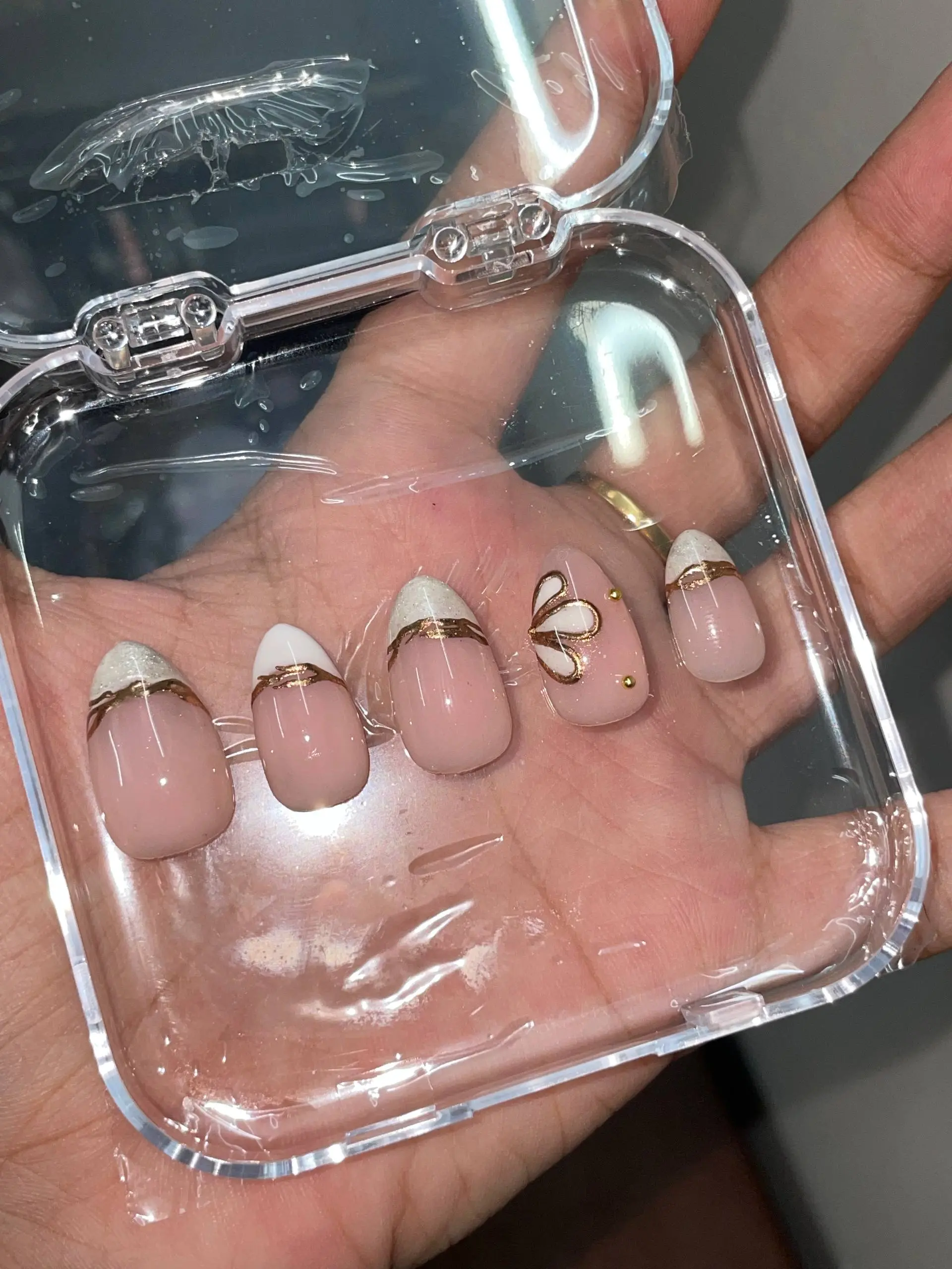 Femiz gel extension nail art with milky finish